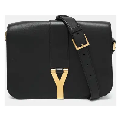 Saint Laurent Black Leather Y-Ligne Shoulder Bag