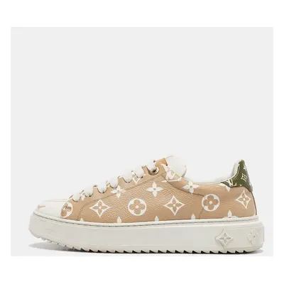 Louis Vuitton Beige Canvas Time Out Lace Up Sneakers Size