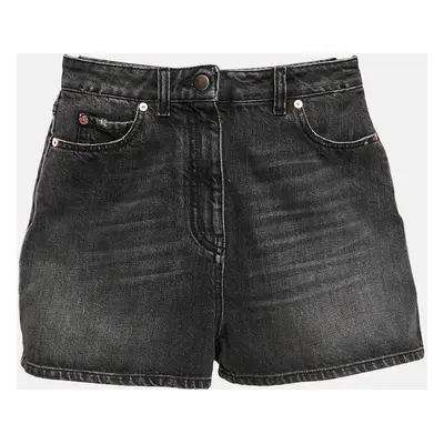 Valentino Black Distressed Denim Shorts