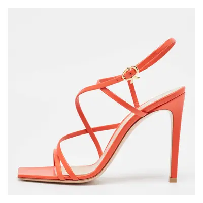 Gianvito Rossi Red Leather Manilla Ankle Strap Sandals Size