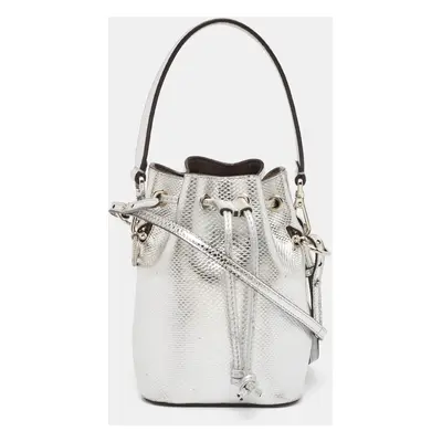 Fendi Silver Karung Leather Mini Mon Tresor Bucket Bag