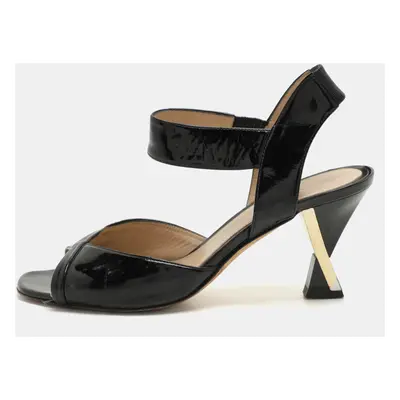 Fendi Black Patent Leather Ankle Strap Sandals Size 37.5