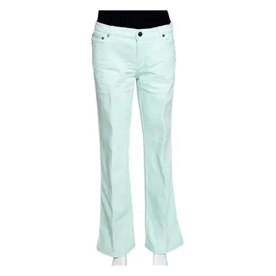 Roberto Cavalli Light Green Denim Straight Leg Jeans