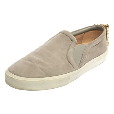 Stuart Weitzman Grey Suede Crystal Slip on Sneakers Size