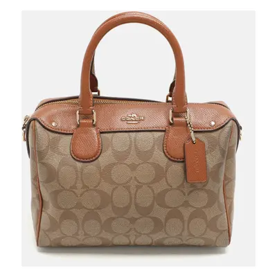 Coach Beige/Brown Signature Coated Canvas and Leather Mini Bennett Satchel