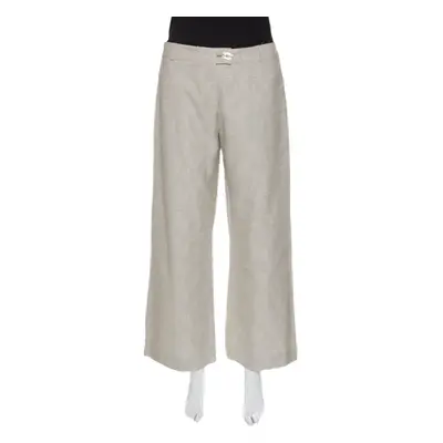 Matthew Williamson Beige Embellished Patch Detail Wide Leg Pants