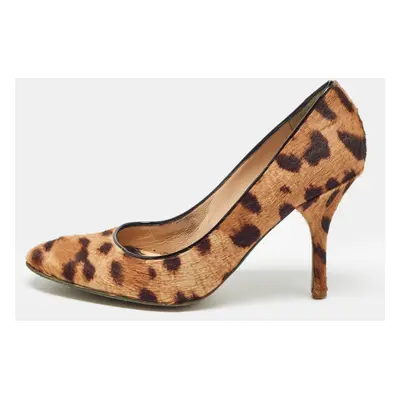 Roberto Cavalli Brown/Beige Animal Print Calf Hair Pumps Size 36.5