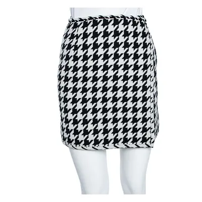 Off-White Monochrome Houndstooth Print Wool Mini Wrap Skirt