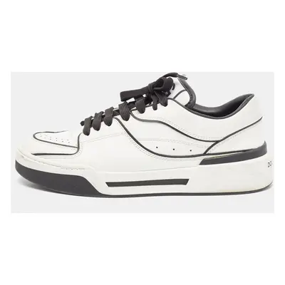 Dolce & Gabbana White/Black Leather New Roma Sneakers Size 40.5