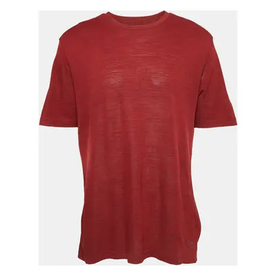 Z Zegna Dark Red Wool Round Neck T-Shirt