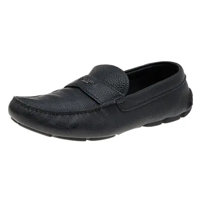 Prada Black Leather Slip On Loafers Size 42.5