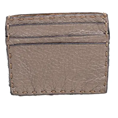 Fendi Grey Selleria Leather Card Holder