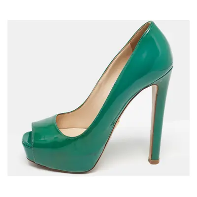 Prada Green Patent Leather Peep Toe Pumps Size