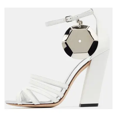 Burberry White Leather Split-Toe Hove Sandals Size