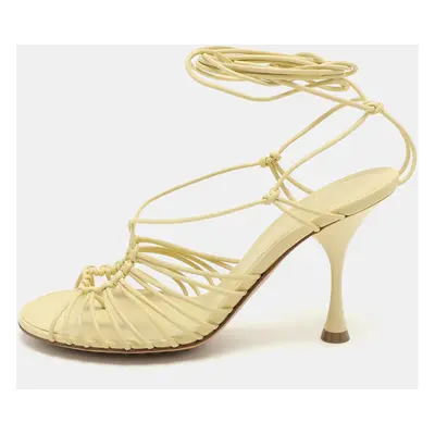 Bottega Veneta Yellow Leather Strappy Sandals Size