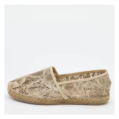 Valentino Cream Lace and Leather Espadrille Flats Size