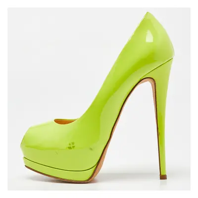 Giuseppe Zanotti Neon Green Patent Leather Sharon Peep Toe Pumps Size