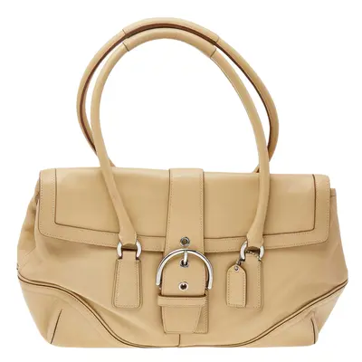 Coach Cream Soho Hamptons Buckle Leather Satchel