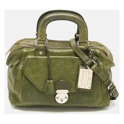 Dolce & Gabbana Olive Green Leather Miss Catch Satchel