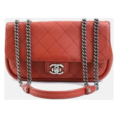 Chanel Red Quilted Leather Single Flap Bag