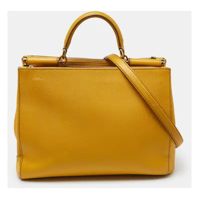 Dolce & Gabbana Yellow Leather Large Sicily Tote