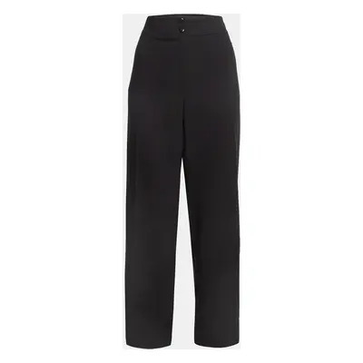 Armani Collezioni Black Gabardine Buttoned Formal Trousers