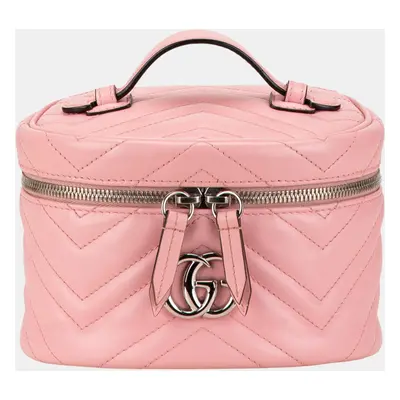 Gucci Pink Mini GG Marmont Round Leather Vanity Bag