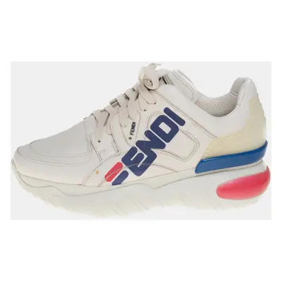 Fendi White Leather And Rubber Fendi-Fila Mania Logo Low Top Sneakers Size