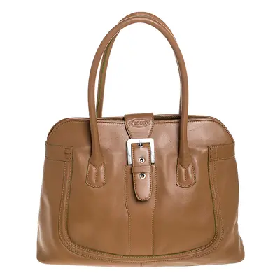 Tod's Tan Leather Buckle Satchel