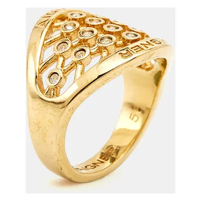 Aigner Crystals Gold Tone Ring Size