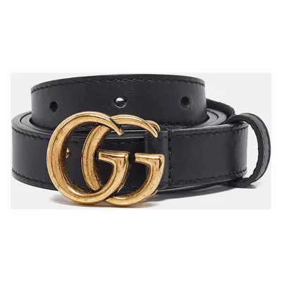 Gucci Black Leather GG Marmont Slim Belt