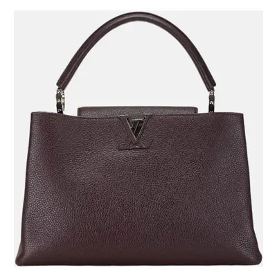 Louis Vuitton Brown Leather MM Capucines Top Handle Bags