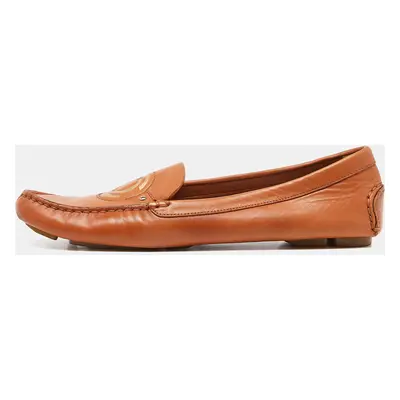 Dior Orange Leather Slip On Loafers Size