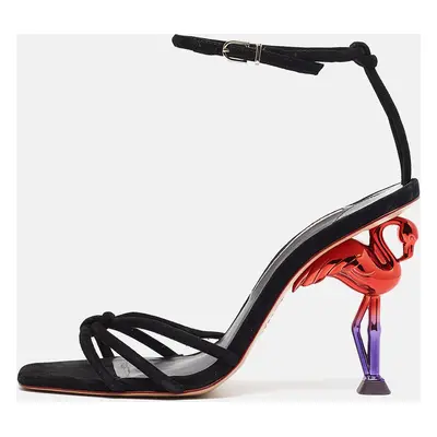 Sophia Webster Black Suede Flo Flamingo Sandals Size