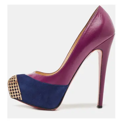 Christian Louboutin Purple Suede and Leather Maggie Platform Pumps Size 36.5