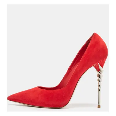 Le Silla Red Suede Pointed Toe Pumps Size