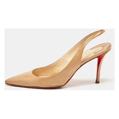 Christian Louboutin Beige Patent Leather Kate Slingback Pumps Size