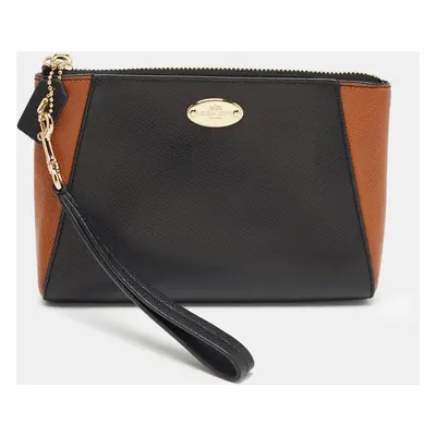 Coach Black/Brown Leather Morgan Wristlet Clutch