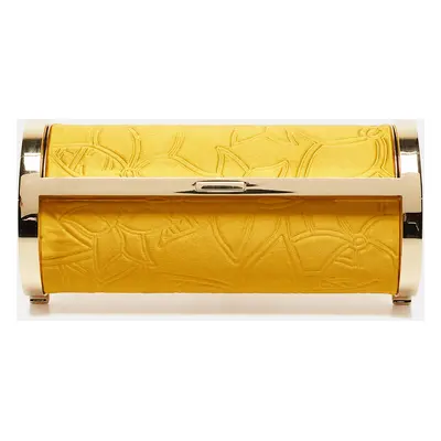 Carolina Herrera Mustard Satin Insignia Metropolitan Clutch