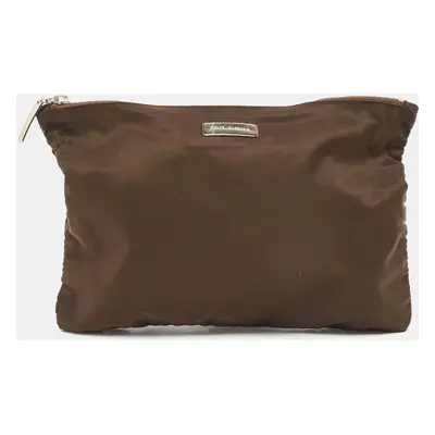 Dolce & Gabbana Brown Nylon Zip Slim Pouch