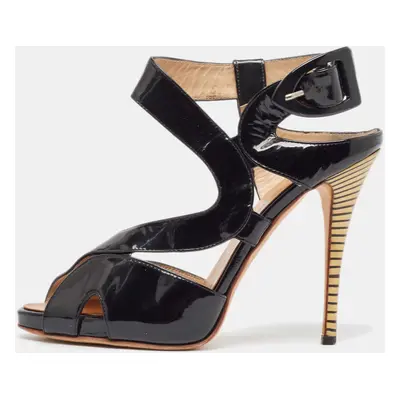 Giuseppe Zanotti Black Patent Leather Ankle Strap Sandals Size