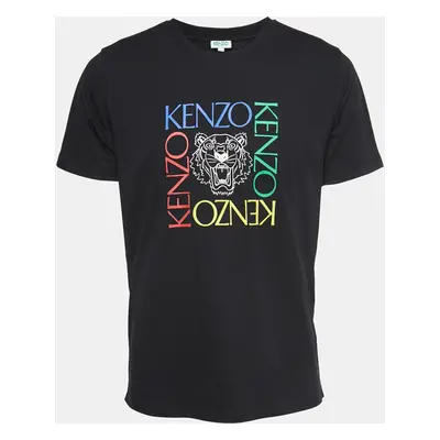 Kenzo Black Logo Print Cotton Crew Neck Half Sleeve T-Shirt