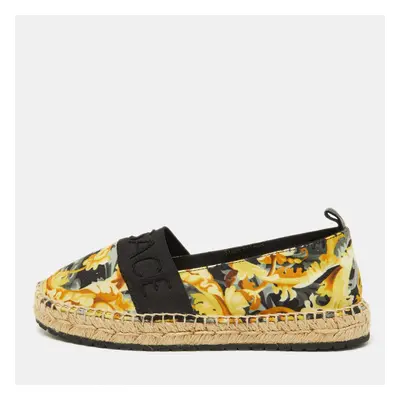 Versace Multicolor Baroccoo Print Canvas Slip On Espadrille Flats Size