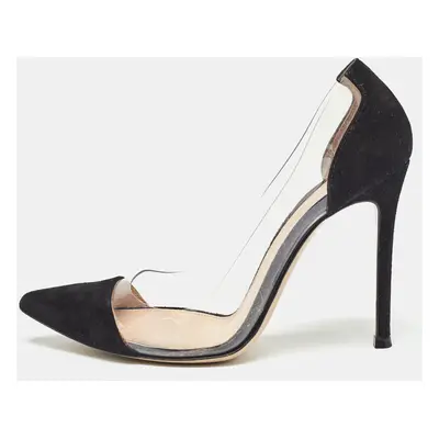 Gianvito Rossi Black Suede and PVC Plexi Pumps Size