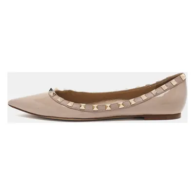 Valentino Beige Patent Leather Rockstud Ballet Flats Size