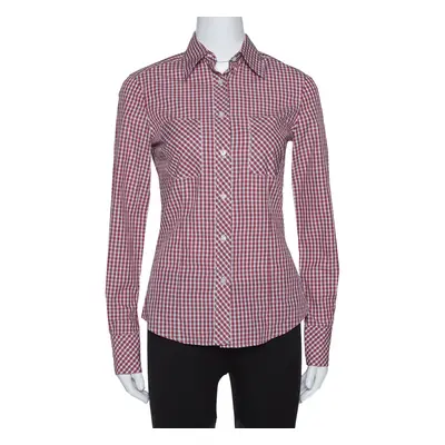 CH Carolina Herrera Red Checked Cotton Long Sleeve Shirt