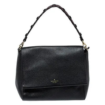 Kate Spade Black Leather Flap Satchel