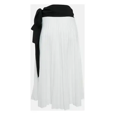 Louis Vuitton Black/White Bow Detail Cotton Pique Pleated Wrap Skirt