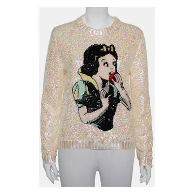 Gucci Cream Wool Snow White Sequin Embellished Crewneck Sweater