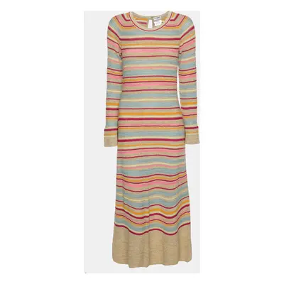 Chanel Multicolor Lurex Striped Knit Long Sleeve Dress